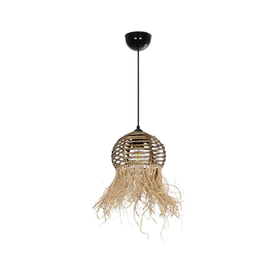 GLOBOSTAR® RIKTA 205-0077 Boho Κρεμαστό Φωτιστικό Οροφής με Ντουί 1 x E27 AC 220-240V IP20 - Μπεζ - M20 x Π20 x Υ30cm