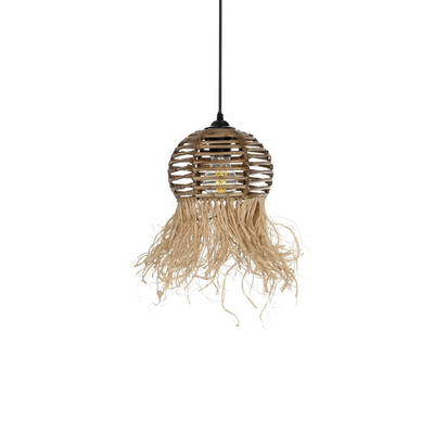 GLOBOSTAR® RIKTA 205-0077 Boho Κρεμαστό Φωτιστικό Οροφής με Ντουί 1 x E27 AC 220-240V IP20 - Μπεζ - M20 x Π20 x Υ30cm