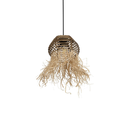 GLOBOSTAR® RIKTA 205-0077 Boho Κρεμαστό Φωτιστικό Οροφής με Ντουί 1 x E27 AC 220-240V IP20 - Μπεζ - M20 x Π20 x Υ30cm