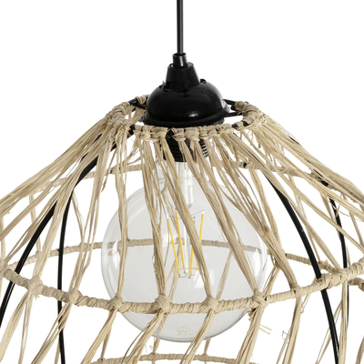 GLOBOSTAR® NETI 205-0025 Boho Κρεμαστό Φωτιστικό Οροφής με Ντουί 1 x E27 AC 220-240V IP20 - Μπεζ - M35 x Π35 x Υ63cm