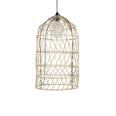 GLOBOSTAR® NETI 205-0025 Boho Κρεμαστό Φωτιστικό Οροφής με Ντουί 1 x E27 AC 220-240V IP20 - Μπεζ - M35 x Π35 x Υ63cm