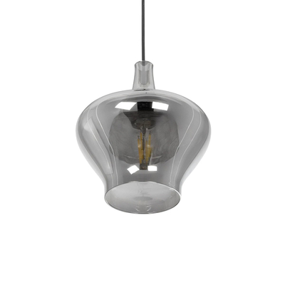 GLOBOSTAR® OVOCE 206-0032 Μοντέρνο Κρεμαστό Φωτιστικό Οροφής με Ντουί 1 x E27 AC 220-240V IP20 - Μαύρο Φιμέ - Μ20 x Π20 x Υ22cm