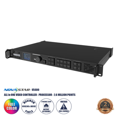 GLOBOSTAR® VX400 41014 Novastar VX400 All in One Processor & Video Controller για Οθόνες LED Video Wall 2.6 million pixel Max W10240px/Max H8192px - Input Signal W1920 x H1200@60Hz - 4 Gigabit Ethernet Output Port - AC 220-240V IP20 - Μ48.3 x Π30.1 x Υ5cm - 2 Χρόνια Εγγύηση