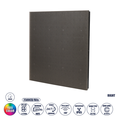 GLOBOSTAR® FLOORWALL 41028 Module για Διαδραστική Οθόνη Πατώματος Video Wall 25x25cm 84x84px P2.97 LED 50W 3840Hz 7056 Dots ≥4500cd/㎡ Nits DC 5V Εξωτερικού Χώρου IP65 Full Color S1/42 14Bits - Kinglight SMD1415 - Δεξί - Μ25 x Π2.5 x Υ25cm - 2 Χρόνια Εγγύηση