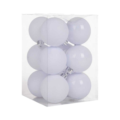 Σετ Χριστουγεννιάτικες μπάλες - 8cm - 12pcs - 326062 - White
