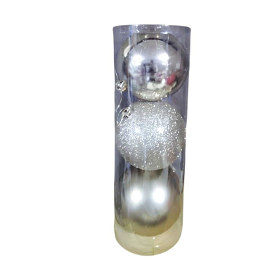 Σετ Χριστουγεννιάτικες μπάλες - 12cm - 3pcs - 326123 - Silver