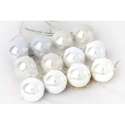 Σετ Χριστουγεννιάτικες μπάλες - 8cm - 12pcs - 326048 - White