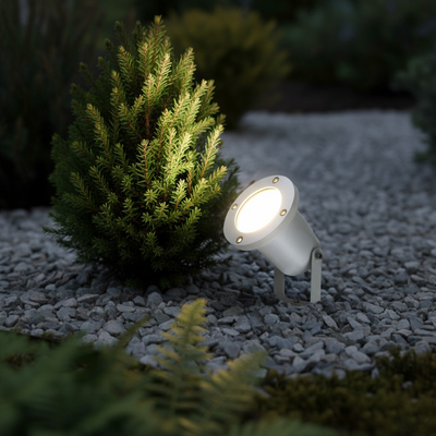 kelvo® GARDELINI KLV-101-0003 Φωτιστικό Σποτ Κήπου για Φυτά & Δέντρα με Καρφωτή Βάση για Λάμπα MR16 με Ντουί GU10 AC 220-240V Αδιάβροχο IP65 - Λευκό Ματ - Μ10 x Π10 x Υ30cm