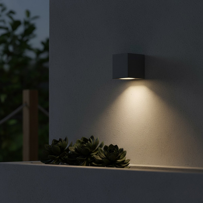 kelvo® BURANO KLV-101-0019 Φωτιστικό Τοίχου / Απλίκα για Λάμπα MR16 με Ντουί GU10 AC 220-240V Αδιάβροχο IP65 - Γκρι Ανθρακί Ματ - Μ8 x Π8 x Υ7cm