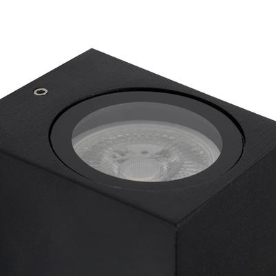 kelvo® BURANO KLV-101-0018 Φωτιστικό Τοίχου / Απλίκα για Λάμπα MR16 με Ντουί GU10 AC 220-240V Αδιάβροχο IP65 - Μαύρο Ματ - Μ8 x Π8 x Υ7cm