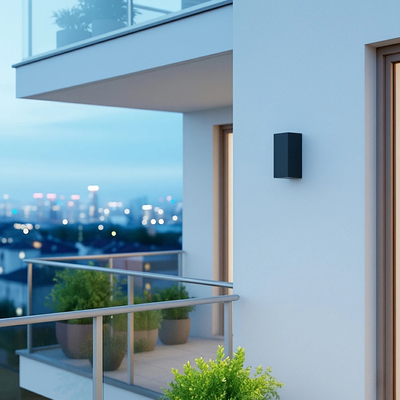 kelvo® BURANO KLV-101-0021 Φωτιστικό Τοίχου / Απλίκα για 2 Λάμπες MR16 με Ντουί GU10 AC 220-240V Αδιάβροχο IP65 - Μαύρο Ματ - Μ8 x Π8 x Υ15cm