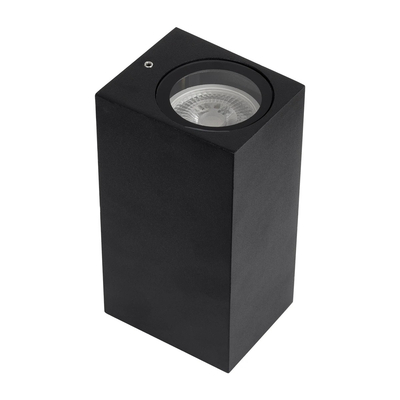 kelvo® BURANO KLV-101-0021 Φωτιστικό Τοίχου / Απλίκα για 2 Λάμπες MR16 με Ντουί GU10 AC 220-240V Αδιάβροχο IP65 - Μαύρο Ματ - Μ8 x Π8 x Υ15cm