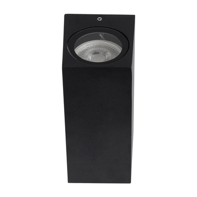 kelvo® BURANO KLV-101-0021 Φωτιστικό Τοίχου / Απλίκα για 2 Λάμπες MR16 με Ντουί GU10 AC 220-240V Αδιάβροχο IP65 - Μαύρο Ματ - Μ8 x Π8 x Υ15cm