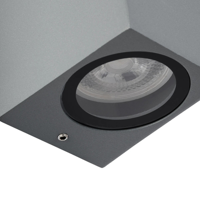 kelvo® BURANO KLV-101-0022 Φωτιστικό Τοίχου / Απλίκα για 2 Λάμπες MR16 με Ντουί GU10 AC 220-240V Αδιάβροχο IP65 - Γκρι Ανθρακί Ματ - Μ8 x Π8 x Υ15cm