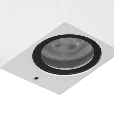 kelvo® BURANO KLV-101-0023 Φωτιστικό Τοίχου / Απλίκα για 2 Λάμπες MR16 με Ντουί GU10 AC 220-240V Αδιάβροχο IP65 - Λευκό Ματ - Μ8 x Π8 x Υ15cm