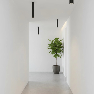 kelvo® DUCT KLV-101-0052 Φωτιστικό Downlight Σποτ για Λάμπα MR16 με Ντουί GU10 AC 220-240V IP20 - Μαύρο Ματ - Μ6 x Π6 x Υ45cm