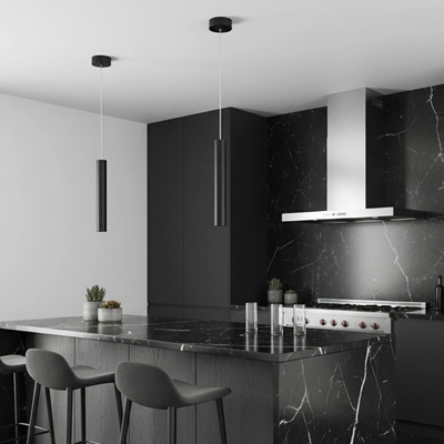 kelvo® CANAL KLV-101-0070 Κρεμαστό Φωτιστικό Οροφής LED 7W 700lm 36° AC 220-240V IP20 Θερμό Λευκό 2700K - Bridgelux COB Chip & TÜV SÜD Driver - Μαύρο Ματ - Μ4 x Π4 x Υ30cm - 5 Χρόνια Εγγύηση