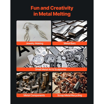 Ηλεκτρικός φούρνος τήξης VEVOR, κιτ ηλεκτρικού φούρνου τήξης 1500W, μηχανή τήξης μετάλλων 2102℉/1150℃ με κεραμικό χωνευτήριο 5kg, κιτ τήξης χρυσού για κατασκευή κοσμημάτων, μεταλλικές ράβδοι, μεταλλικά εξαρτήματα