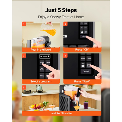 Μηχανή για γλάστρες VEVOR, Μηχανή για γλάστρες 2,6L/88oz χωρίς πάγο για το σπίτι, Μηχανή για παγωμένα ποτά με 5 προκαθορισμένα προγράμματα, Μηχανή Margarita με αυτοκαθαρισμό, παγωμένες Margaritas, φραπέ, μιλκσέικ και άλλα