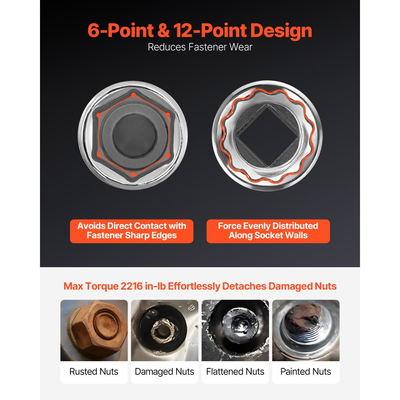 Σετ καρυδάκια VEVOR, 104 τεμάχια, Σετ εργαλείων καρυδάκια 9,5 mm, Μετρικό μέγεθος από 6 έως 24 mm, Βαθύ και τυπικό, Κιτ εργαλείων μηχανικού με θήκη αποθήκευσης, Επιχρωμιωμένο κράμα χάλυβα CR-V, για επισκευή αυτοκινήτων