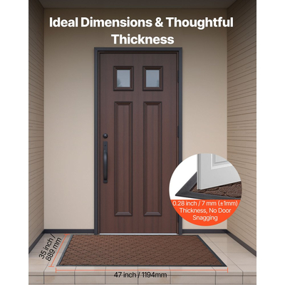 Πατάκι εισόδου VEVOR, 1194 x 889 mm Εμπορικό πατάκι δαπέδου για εσωτερικούς και εξωτερικούς χώρους, Μοντέρνο κομψό χαλί με υπόστρωμα TPE, Βαρέως τύπου πλενόμενο βιομηχανικό χαλί εισόδου για διάδρομο, μπαλκόνι, γκαράζ, καφέ