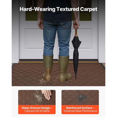 Πατάκι εισόδου VEVOR, 1194 x 889 mm Εμπορικό πατάκι δαπέδου για εσωτερικούς και εξωτερικούς χώρους, Μοντέρνο κομψό χαλί με υπόστρωμα TPE, Βαρέως τύπου πλενόμενο βιομηχανικό χαλί εισόδου για διάδρομο, μπαλκόνι, γκαράζ, καφέ