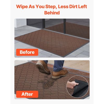 Πατάκι εισόδου VEVOR, 1194 x 889 mm Εμπορικό πατάκι δαπέδου για εσωτερικούς και εξωτερικούς χώρους, Μοντέρνο κομψό χαλί με υπόστρωμα TPE, Βαρέως τύπου πλενόμενο βιομηχανικό χαλί εισόδου για διάδρομο, μπαλκόνι, γκαράζ, καφέ