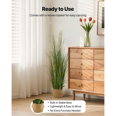 Τεχνητό φυτό χόρτου VEVOR, 1194 χιλιοστά γρασίδι καλαμιού σε γλάστρα, Premium PVC Faux ψεύτικο φυτό θάμνων πρασίνου για εσωτερική, εξωτερική, κατοικία, κήπο, γραφείο, διακόσμηση δωματίου, εγκαίνια σπιτιού, 1 πακέτο πράσινο