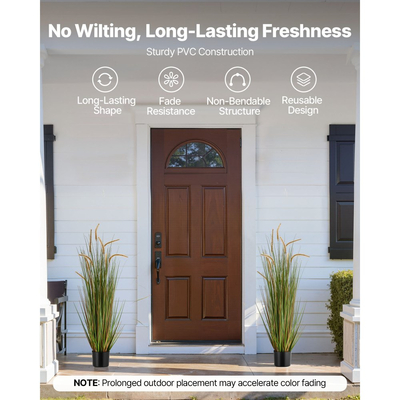 Τεχνητό φυτό χόρτου VEVOR, 2 συσκευασίες 1194 χιλιοστών καλαμιού αλογοουράς σε γλάστρα, Premium PVC Faux ψεύτικο φυτό θάμνων πρασίνου για εσωτερικούς χώρους, εξωτερικό σπίτι, κήπο, γραφείο, διακόσμηση δωματίου, εγκαίνια σπιτιού, πράσινο