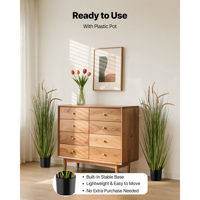 Τεχνητό φυτό χόρτου VEVOR, 2 συσκευασίες 1194 χιλιοστών καλαμιού αλογοουράς σε γλάστρα, Premium PVC Faux ψεύτικο φυτό θάμνων πρασίνου για εσωτερικούς χώρους, εξωτερικό σπίτι, κήπο, γραφείο, διακόσμηση δωματίου, εγκαίνια σπιτιού, πράσινο