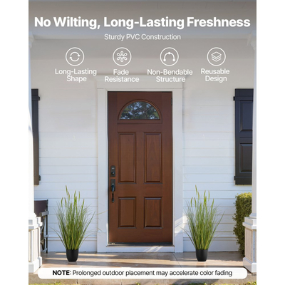 Τεχνητό φυτό χόρτου VEVOR, 2 συσκευασίες χόρτου Cattail 889mm σε γλάστρα, Premium PVC Faux Faux Greenery Plant για εσωτερική, εξωτερική, κατοικία, κήπο, γραφείο, διακόσμηση δωματίου, εγκαίνια σπιτιού, πράσινο