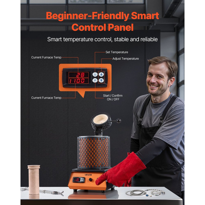 Ηλεκτρικός φούρνος τήξης VEVOR, κιτ ηλεκτρικού φούρνου τήξης 1350W, μηχανή τήξης μετάλλων 2102℉/1150℃ με κεραμικό χωνευτήριο 3kg, κιτ τήξης χρυσού για κατασκευή κοσμημάτων, μεταλλικές ράβδοι, μεταλλικά εξαρτήματα