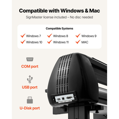 Μηχανή κοπής βινυλίου VEVOR, μέγιστο πλάτος τροφοδοσίας 1350 mm, διπλές λεπίδες, ρυθμιζόμενη δύναμη και ταχύτητα, οθόνη LED, εκτυπωτής κοπής βινυλίου με λογισμικό Signmaster για συμβατότητα με Windows και macOS