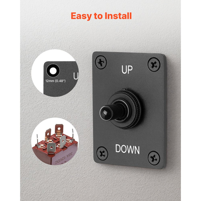 Διακόπτης VEVOR, Διακόπτης 6 ακίδων στιγμιαίας αντιστροφής πολικότητας (ON)-Off-(ON) DC 12V/30A AC 250V/15A - με πάνελ στήριξης προς τα πάνω και κάτω και αδιάβροχο καπάκι για αυτοκίνητο, αυτοκίνητο, θαλάσσιο σκάφος