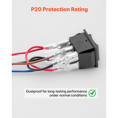 Διακόπτης Rocker VEVOR, στιγμιαίος διακόπτης Rocker DPDT 6 ακίδων, διακόπτης αντιστροφής πολικότητας 3 θέσεων (ON)-Off-(ON) AC 250V/16A 125V/20A για Auto Car Boat Οικιακές συσκευές