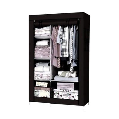Υφασμάτινη ντουλάπα ρούχων με ράφια - 8890 - 521674 - Black
