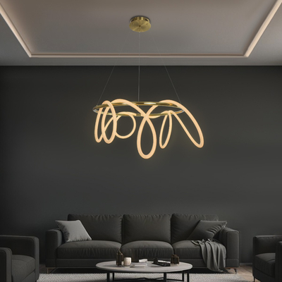 kelvo® GLOW KLV-101-0164 Κρεμαστό Φωτιστικό Οροφής LED 69W 6900lm 360° AC 220-240V IP20 Ρυθμιζόμενο Λευκό CCT με Χειριστήριο από 2700K έως 6000K Dimmable - Lumileds SMD Chip - Χρυσό Πλατίνα - Μ100 x Π100 x Υ40cm - 3 Χρόνια Εγγύηση