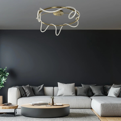 kelvo® GLOW KLV-101-0150 Φωτιστικό Οροφής LED 65W 6500lm 360° AC 220-240V IP20 Ρυθμιζόμενο Λευκό CCT με Χειριστήριο από 2700K έως 6000K Dimmable - Lumileds SMD Chip - Χρυσό Πλατίνα - Μ100 x Π100 x Υ30cm - 3 Χρόνια Εγγύηση