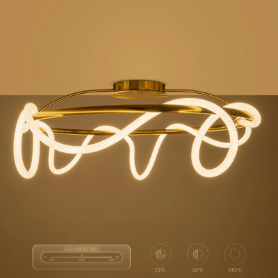 kelvo® GLOW KLV-101-0150 Φωτιστικό Οροφής LED 65W 6500lm 360° AC 220-240V IP20 Ρυθμιζόμενο Λευκό CCT με Χειριστήριο από 2700K έως 6000K Dimmable - Lumileds SMD Chip - Χρυσό Πλατίνα - Μ100 x Π100 x Υ30cm - 3 Χρόνια Εγγύηση