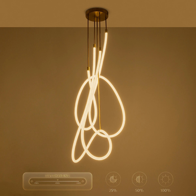 kelvo® GLOW KLV-101-0154 Φωτιστικό Οροφής LED 85W 8500lm 360° AC 220-240V IP20 Ρυθμιζόμενο Λευκό CCT με Χειριστήριο από 2700K έως 6000K Dimmable - Lumileds SMD Chip - Χρυσό Πλατίνα - Μ100 x Π100 x Υ140cm - 3 Χρόνια Εγγύηση