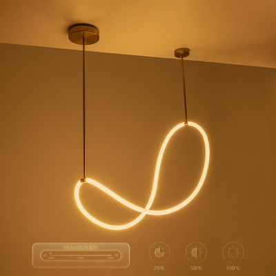 kelvo® GLOW KLV-101-0156 Κρεμαστό Φωτιστικό Οροφής LED 34W 3400lm 360° AC 220-240V IP20 Ρυθμιζόμενο Λευκό CCT με Χειριστήριο από 2700K έως 6000K Dimmable - Lumileds SMD Chip - Χρυσό Πλατίνα - Μ20 x Π35 x Υ120cm - 3 Χρόνια Εγγύηση