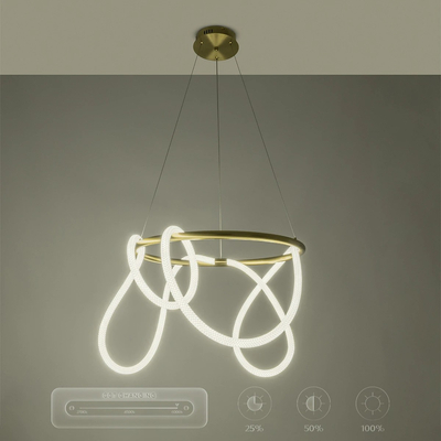 kelvo® GLOW KLV-101-0163 Κρεμαστό Φωτιστικό Οροφής LED 58W 5800lm 360° AC 220-240V IP20 Ρυθμιζόμενο Λευκό CCT με Χειριστήριο από 2700K έως 6000K Dimmable - Lumileds SMD Chip - Χρυσό Πλατίνα - Μ80 x Π80 x Υ40cm - 3 Χρόνια Εγγύηση