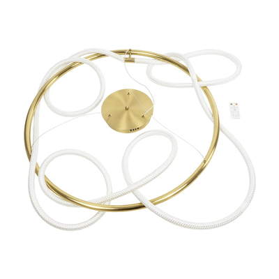 kelvo® GLOW KLV-101-0164 Κρεμαστό Φωτιστικό Οροφής LED 69W 6900lm 360° AC 220-240V IP20 Ρυθμιζόμενο Λευκό CCT με Χειριστήριο από 2700K έως 6000K Dimmable - Lumileds SMD Chip - Χρυσό Πλατίνα - Μ100 x Π100 x Υ40cm - 3 Χρόνια Εγγύηση