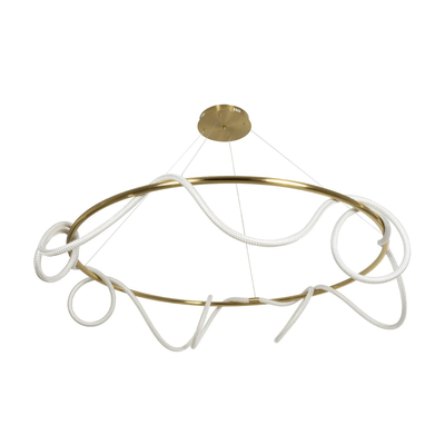 kelvo® GLOW KLV-101-0165 Κρεμαστό Φωτιστικό Οροφής LED 100W 10000lm 360° AC 220-240V IP20 Ρυθμιζόμενο Λευκό CCT με Χειριστήριο από 2700K έως 6000K Dimmable - Lumileds SMD Chip - Χρυσό Πλατίνα - Μ150 x Π150 x Υ100cm - 3 Χρόνια Εγγύηση