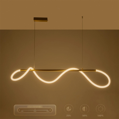 kelvo® GLOW KLV-101-0166 Κρεμαστό Φωτιστικό Οροφής LED 34W 3400lm 360° AC 220-240V IP20 Ρυθμιζόμενο Λευκό CCT με Χειριστήριο από 2700K έως 6000K Dimmable - Lumileds SMD Chip - Χρυσό Πλατίνα - Μ140 x Π40 x Υ30cm - 3 Χρόνια Εγγύηση