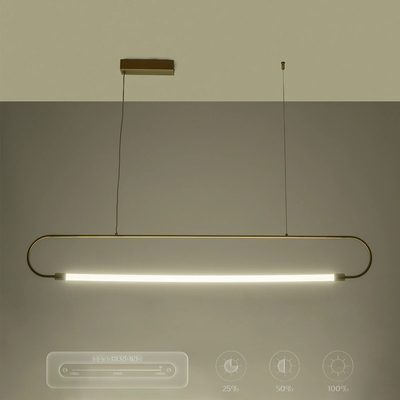 kelvo® GLOW KLV-101-0177 Κρεμαστό Φωτιστικό Οροφής LED 15W 1500lm 360° AC 220-240V IP20 Ρυθμιζόμενο Λευκό CCT με Χειριστήριο από 2700K έως 6000K Dimmable - Lumileds SMD Chip - Χρυσό Πλατίνα - Μ120 x Π3 x Υ17cm - 3 Χρόνια Εγγύηση