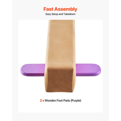 Δοκός ισορροπίας VEVOR 8FT για παιδιά, Δοκός δαπέδου γυμναστικής σταθερής στήριξης 158,7 kg με αντιολισθητικά ξύλινα χαλάκια, εξοπλισμός γυμναστικής με ξύλινο πυρήνα και αντιολισθητικό πάτο για το σπίτι και το γυμναστήριο, κίτρινο