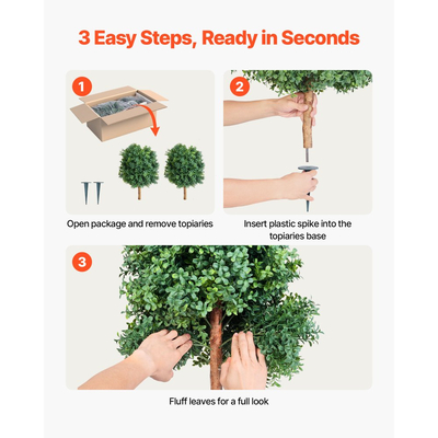 Τεχνητά πυξάρια VEVOR Topiary με στάχυ εδάφους, 2 σετ 686 χιλ. Ψεύτικοι θάμνοι και θάμνοι σε γλάστρες, τεχνητό δέντρο μεταξιού που μοιάζει με αληθινό για διακόσμηση, μπροστινή βεράντα, εξωτερική εσωτερική βεράντα, κήπο, μπαλκόνι, πίσω αυλή