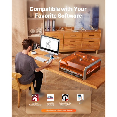 Χαρακτήρας λέιζερ VEVOR, 20W, Μηχανή χάραξης και κοπής λέιζερ με κάμερα περιβλήματος, Κόφτης λέιζερ, Περιοχή εργασίας 400 x 400 mm, 30000 mm/min, για ξύλο, δέρμα, γυαλί, χαρτί, ορισμένα μέταλλα, κλάση 1