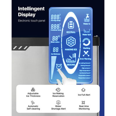 Παγομηχανή VEVOR Επαγγελματική - Κεφαλή, Παγομηχανή από ανοξείδωτο ατσάλι 136 kg/ημέρα με προγραμματισμένη παραγωγή πάγου, αυτοκαθαριζόμενο, ρυθμιζόμενο πάχος, ιδανική για εστιατόριο, μπαρ, καφέ, ξενοδοχείο - Μόνο κεφαλή